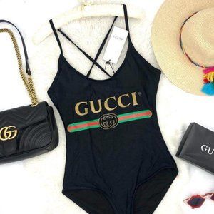 GUCCI One Piece Halter Bodysuit Swimsuit Size XL